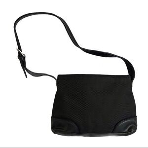 The Sak Black Leather Woven Shoulder Bag